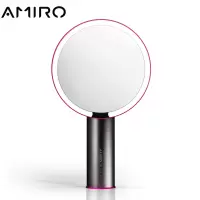 AMIRO 高清日光智能led化妆镜子 带灯台式便携美妆镜 O系列 (充电款) 小黑