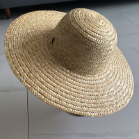 大檐草帽沙滩遮阳帽麦秆太阳帽劳保农民草帽子男女款夏季大沿草帽 麦秆本色 帽子直径44cm M(56-58cm)