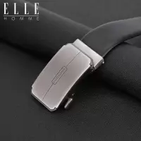 ELLE HOMME男士皮带头层牛皮新款腰带休闲商务款裤带 黑色 115cm