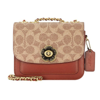 COACH蔻驰女包专柜款MADISON系列涂层帆布配皮山茶花迷你单肩斜挎包礼物送礼物C0829 B4NQ4