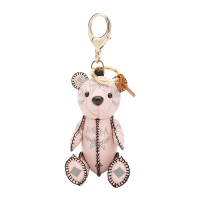 MCM 奢侈品 女士粉色人造革月桂叶印花小熊背包挂件钥匙扣 MXZAAXL01QH001