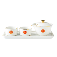 菲米生活(PHMI)福牛陶瓷茶具套装(茶壶+茶盘+茶杯)FM-TC2105