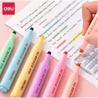 得力(deli)6色柔彩荧光笔套装标记笔 水性记号笔6支/盒 S605