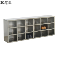 星岛不锈钢换鞋柜无尘净化区员工隔离式单面双面阴阳消毒通风鞋柜18格单面