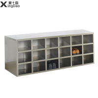 星岛不锈钢换鞋柜无尘净化区员工隔离式单面双面阴阳消毒通风鞋柜双面36格