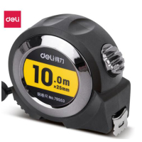 得力(deli)10m全包胶自锁钢卷尺 精准测 量便携 尺子