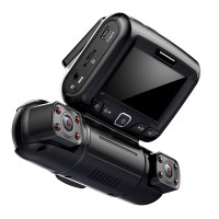 行车记录仪D70 高清全景车内外三镜头24小时停车监控防划车 三镜头128G卡