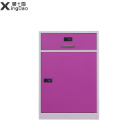 星岛办公桌下文件柜铁皮柜矮柜办公室落地工具抽屉储物桌边带锁小柜子一斗一门密码款红色