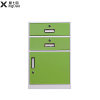 星岛办公桌下文件柜铁皮柜矮柜办公室落地工具抽屉储物桌边带锁小柜子二斗一门常规绿色