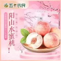 [五个农民]正宗无锡阳山水蜜桃湖景桃5-6两8个礼盒装新鲜水果桃子 产地空运直发