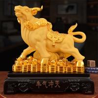 招财生肖牛摆件 沙金牛工艺品牛气冲天32*16*35