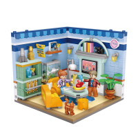 俐智loz小颗粒积木转角场景幸福公寓爱情小屋迷你拼装模型过家家儿童玩具送女友 1901 客厅