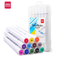 得力(deli) 70700 12色学生水彩笔双头绘画彩笔