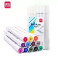 得力(deli) 70700 12色学生水彩笔双头绘画彩笔
