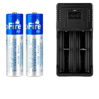 AB10 2节 18650 3.7V可充电 强光手电筒锂电池+AC26双充充电器