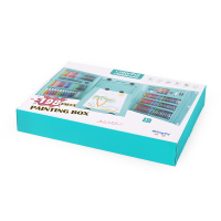 铭塔儿童绘画198件文具套装 铅笔蜡笔水彩笔颜料美术画画板 男孩女孩小孩画画板画架生日礼物ST8003