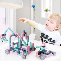 铭塔72粒管道儿童积木玩具 七彩插管塑料立体拼插组装 水管道幼儿园图案认知早教启蒙礼盒装MT7062