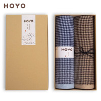 HOYO毛巾浴巾礼盒套装千鸟格毛巾2件套礼盒-蓝咖