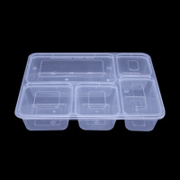 惠洁(huijie)一次性分格餐盒饭盒方形白色中式五格打包盒快餐盒商务套餐盒150套