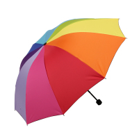 企购优品 彩虹雨伞 黑胶三折叠 8骨彩虹雨伞