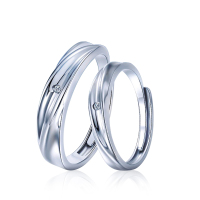 BF璀尚珠宝 青梅竹马 情侣对戒男女银戒指S925银竹节开口戒指 BFZJ0002