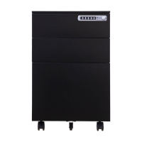 振奥 带锁移动小矮柜地柜简易活动柜小型办公文件柜办公桌下收纳抽屉柜 侧拉手密码锁 黑色