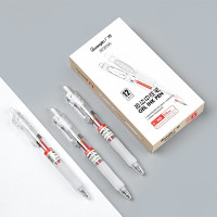 广博(GuangBo)0.5mm红色按动中性笔子弹笔头透明外壳橡胶笔握防滑 12支/盒 B72015R（3盒装）