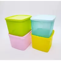 特百惠冰箱冷藏保鲜盒收纳储物盒套装蔬菜水果彩色保鲜盒0.8L*4