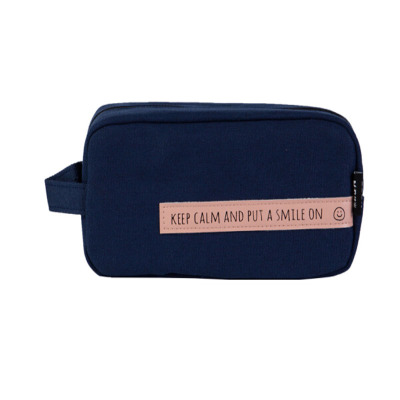 晨光(M&G)文具深蓝色方形大容量笔袋 学生帆布文具盒 单层铅笔收纳袋