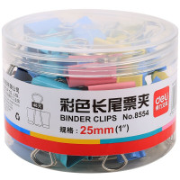 得力8554彩色长尾票夹25mm筒装(混)(48只/筒) GD