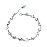 BF璀尚珠宝 笑脸复古S925银ins风锁骨链项链 BFD0099