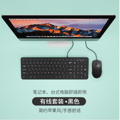 联想笔记本USB外接家用办公打字小键盘鼠标键鼠套装静音 有线96键版--黑色鼠标键盘 套