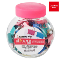 齐心(COMIX) B3696 5号6号彩色长尾票夹 40只/筒 3筒装