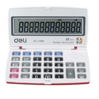 得力(deli) 语音计算器 1590 掌上计算器可折叠便携水晶按键12位数