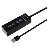 晶华 USB3.0分线器 高速扩展4口HUB集线器 台式机笔记本电脑一拖四多接口延长线 黑色3米