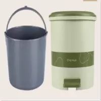 茶花新款大号脚踏垃圾桶 家用清洁桶 圆型有盖杂物桶 9.6L