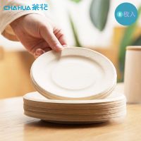 茶花 一次性本色圆盘 G09017 20.5cm 甘蔗纸浆 8枚入(包)