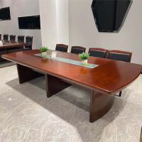 尔迈 会议室会议桌油漆贴实木皮大型会议桌洽谈桌 4.2米