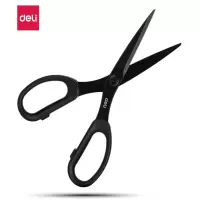 得力(deli)175mm人机造型剪刀 黑色防锈处理 办公用品 黑77790