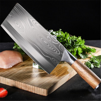 力王 切菜刀家用厨房刀具大马士革纹斩切两用刀斩骨刀剁肉刀菜刀单刀超锋利 斩切刀 大马士革纹