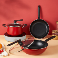 炊大皇爱唯三件套健康不粘轻烟少油受热均匀坚实耐用一擦即净不挑炉灶电磁炉燃气灶通用可视锅盖不粘易清洗TZ03AW