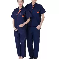 安赛瑞(SAFEWARE)夏季短袖劳保服套装(含裤子)深蓝色 M码 NZM