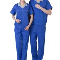 安赛瑞(SAFEWARE)夏季短袖劳保服套装(含裤子)艳蓝 XL码 NZM