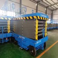 剪叉式升降平台液压登高车 直流电机升降+辅助行走 11米平台高度