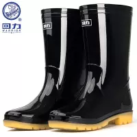 回力雨鞋男士中高筒防水雨鞋户外雨靴套鞋 HXL807 黑色中筒