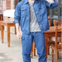 睿幸工作服套装男 纯棉焊工工装厂服 耐磨耐烫电焊薄款劳保服 拉链款套装(单位:套)