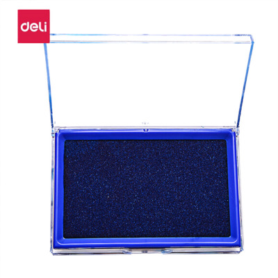 得力（deli） 9864 方形印台 快干速干大号盖章财务印泥 印盒按手印 蓝色
