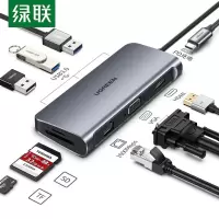 绿联(Ugreen) Type-C扩展坞 USB-C转HDMI线雷电3转换器VGA拓展坞4K转接头分线器