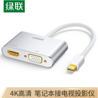 绿联(Ugreen)Mini DP转HDMI（4K*2K）+VGA转换器银色