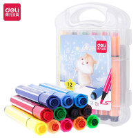 得力 水彩笔 70662 12色/盒 印章水彩笔 单头 混色 单位:盒